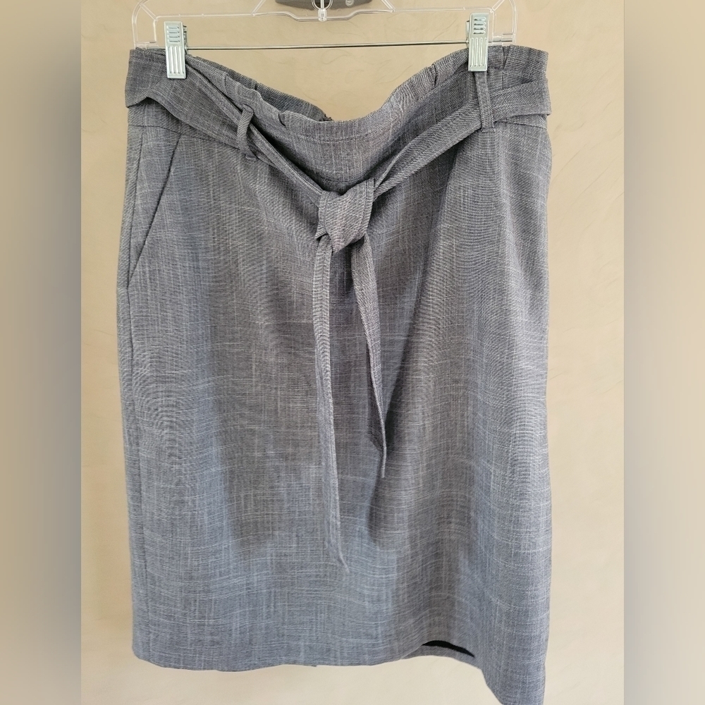 Ann Taylor Gray Belted Business Pencil Skirt-Size 12